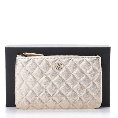 Chanel Metallic Lambskin Quilted Cosmetic Case Gold 8 of 8