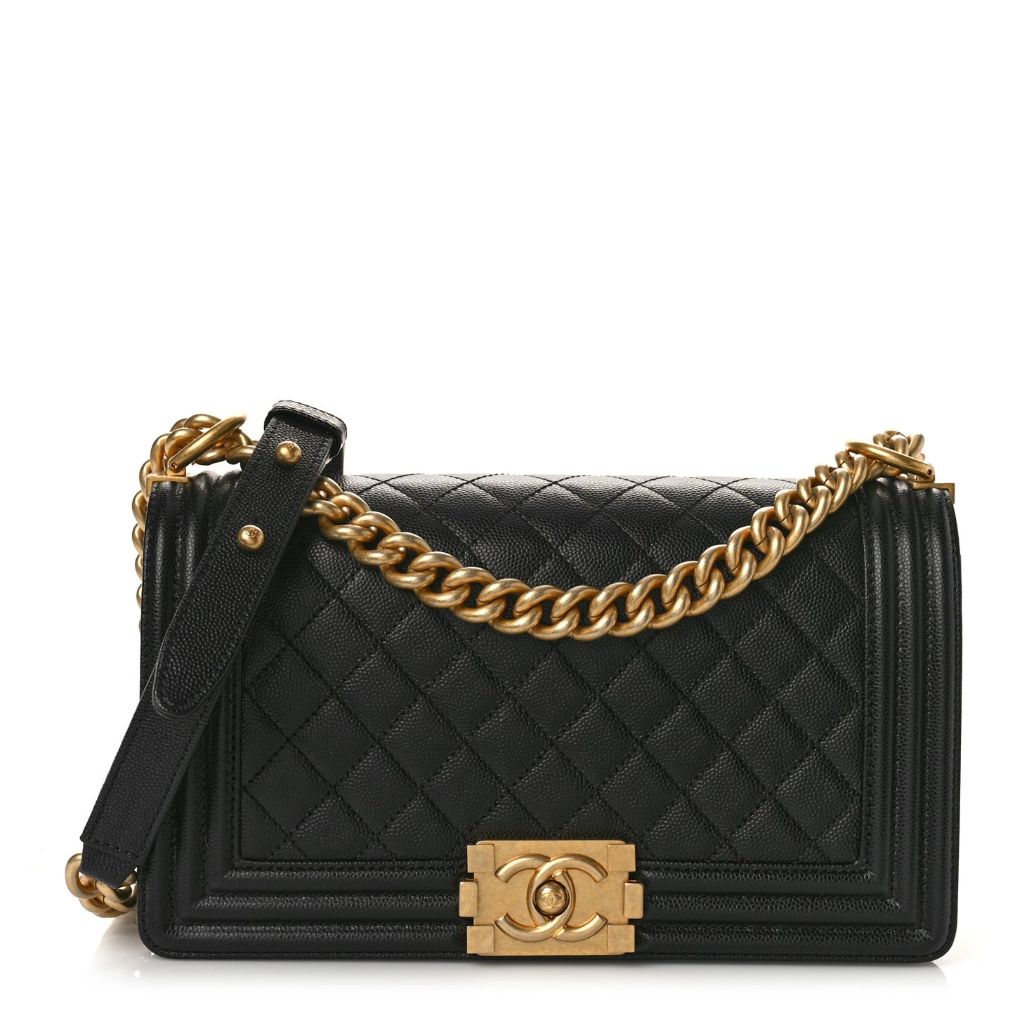 Caviar Quilted Medium Boy Flap Black