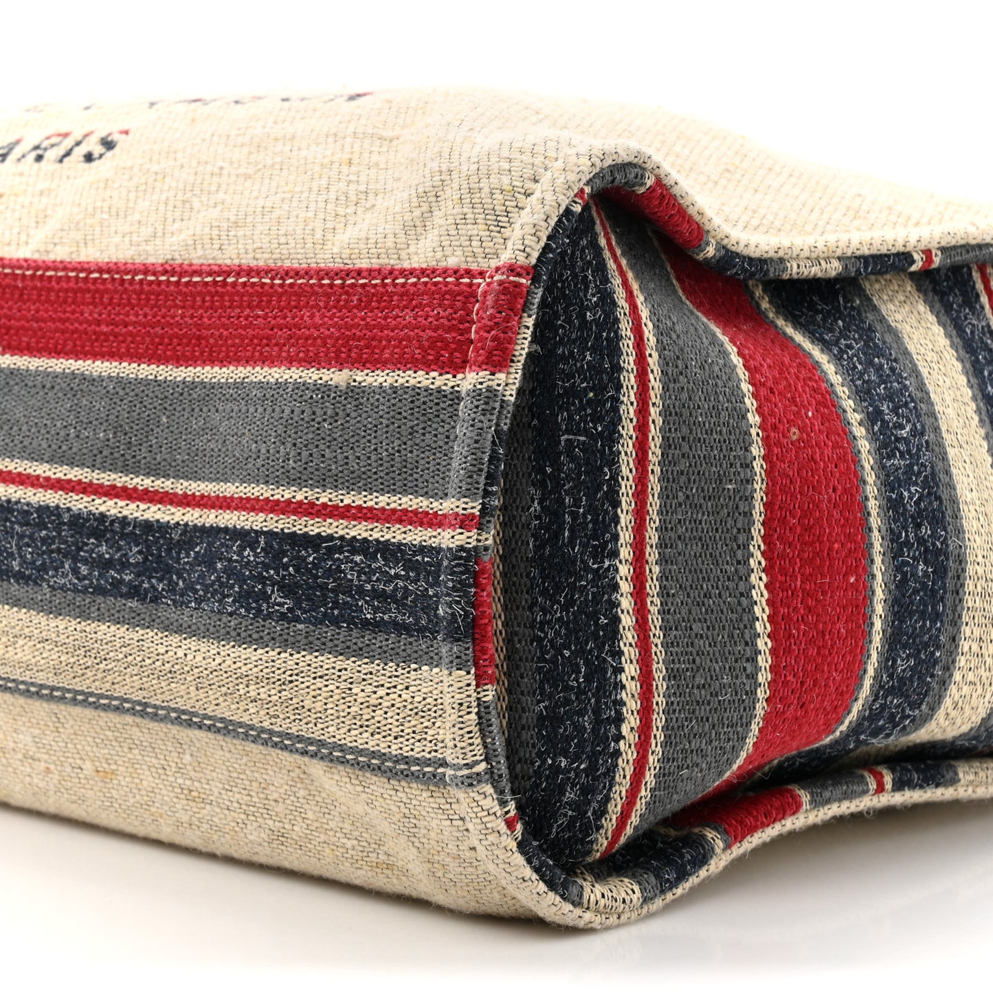 Striped Canvas Large Deauville Tote Tote Beige