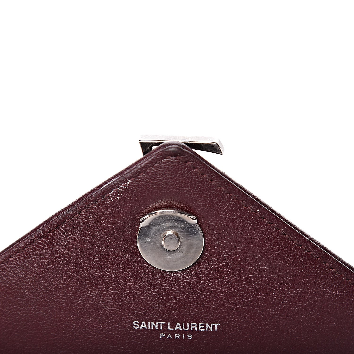 Saint Laurent Calfskin Mixed Matelasse Triquilt Large Monogram Envelope Satchel Bordeaux 13 of 34