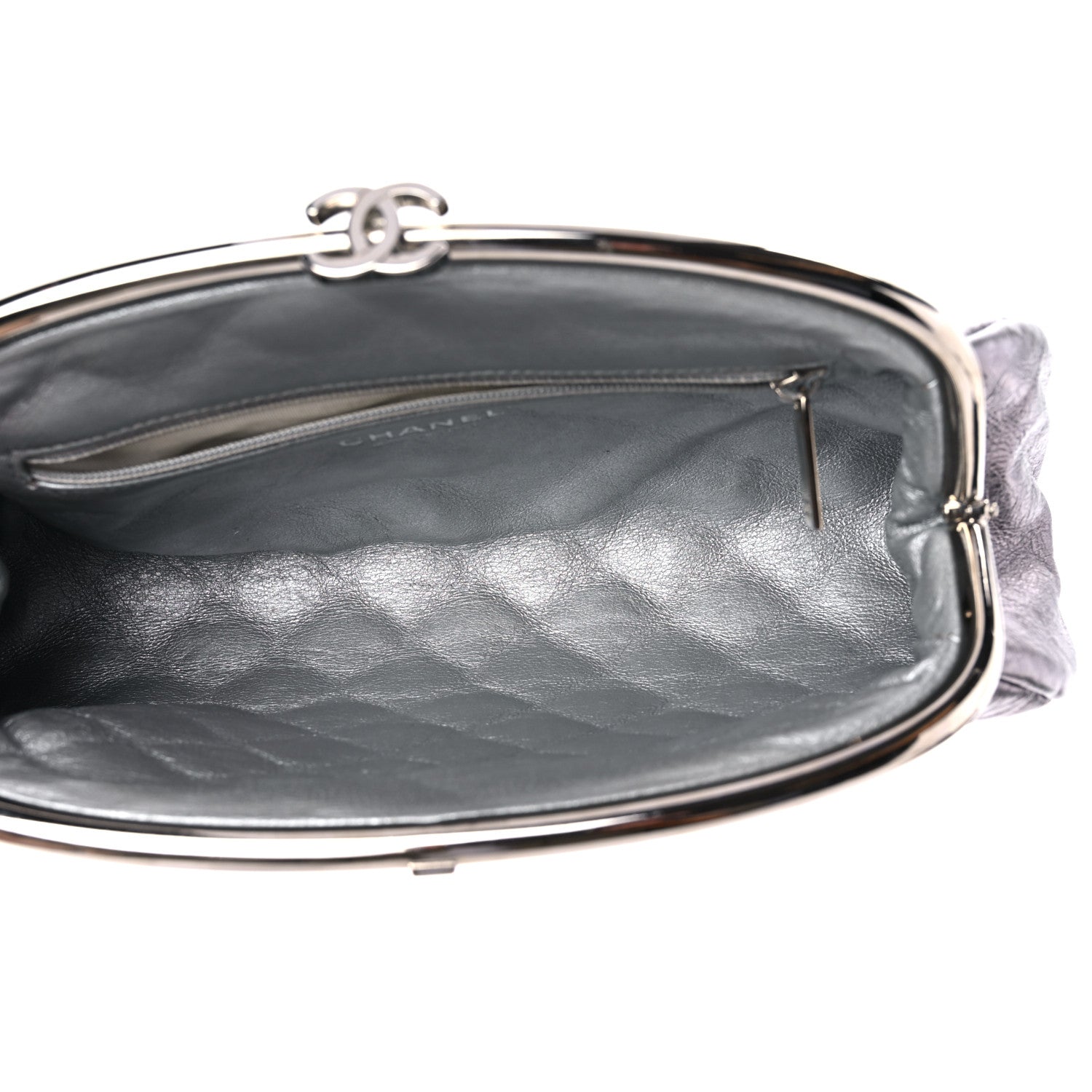 Chanel Metallic Aged Calfskin Quilted Timeless Clutch Silver 5 of 8
