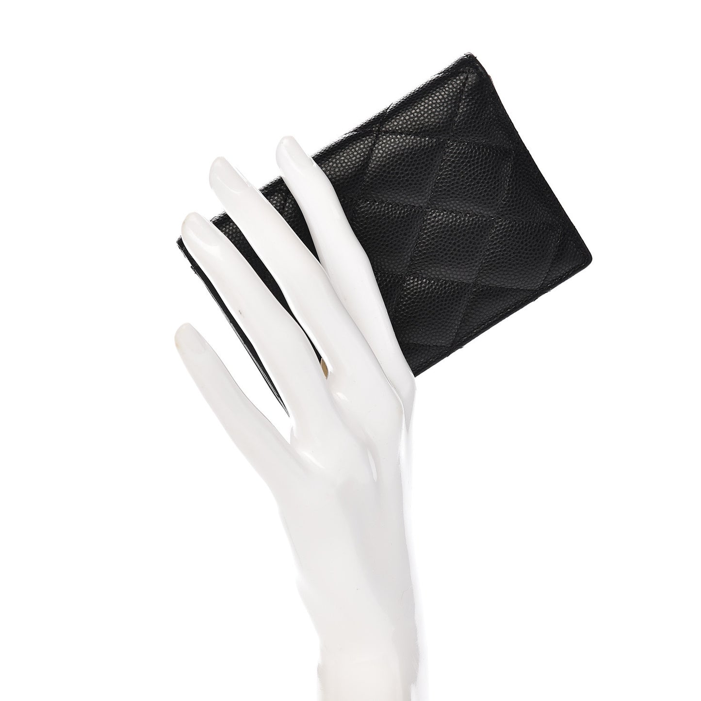 Caviar Quilted Card Holder Wallet Black