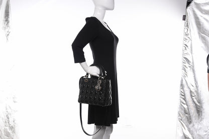 Christian Dior Lambskin Cannage Medium Lady Dior Black 2 of 11