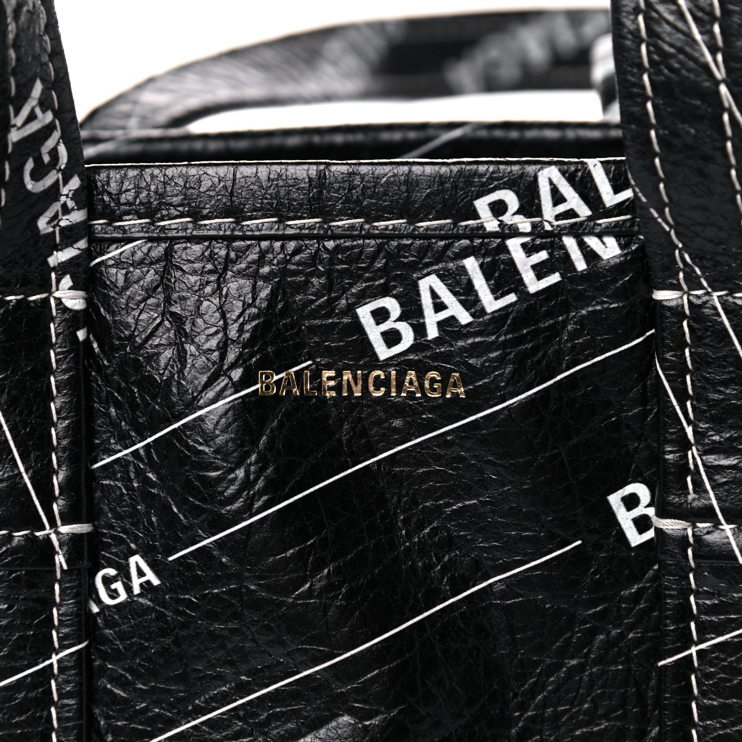 Balenciaga Agneau Arena Logo Multicolor Print XS Bazar Shopper Tote Black White 11 of 11