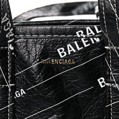 Balenciaga Agneau Arena Logo Multicolor Print XS Bazar Shopper Tote Black White 11 of 11