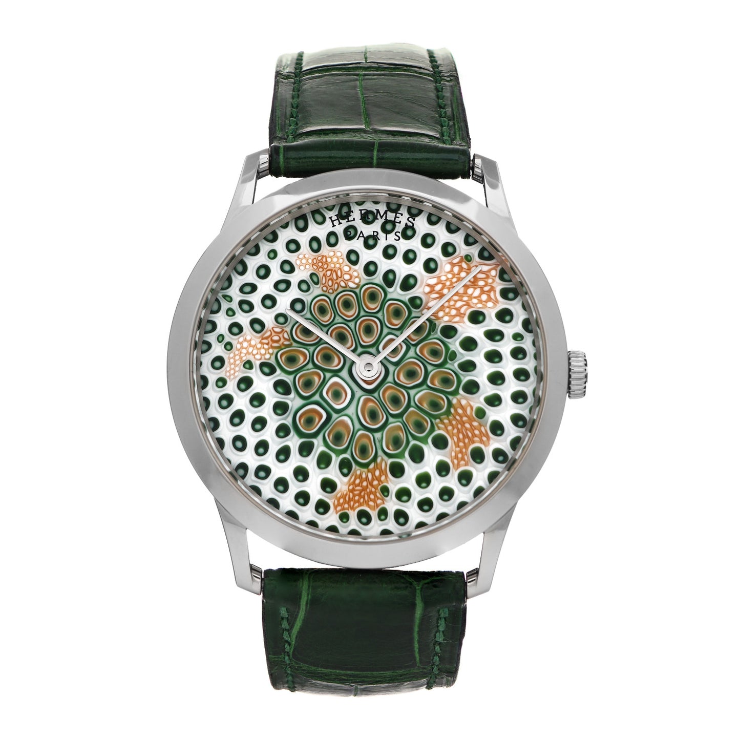 18K White Gold Alligator 39.5mm Limited Edition Millefioris Tortoise Automatic Watch Vert Moyen