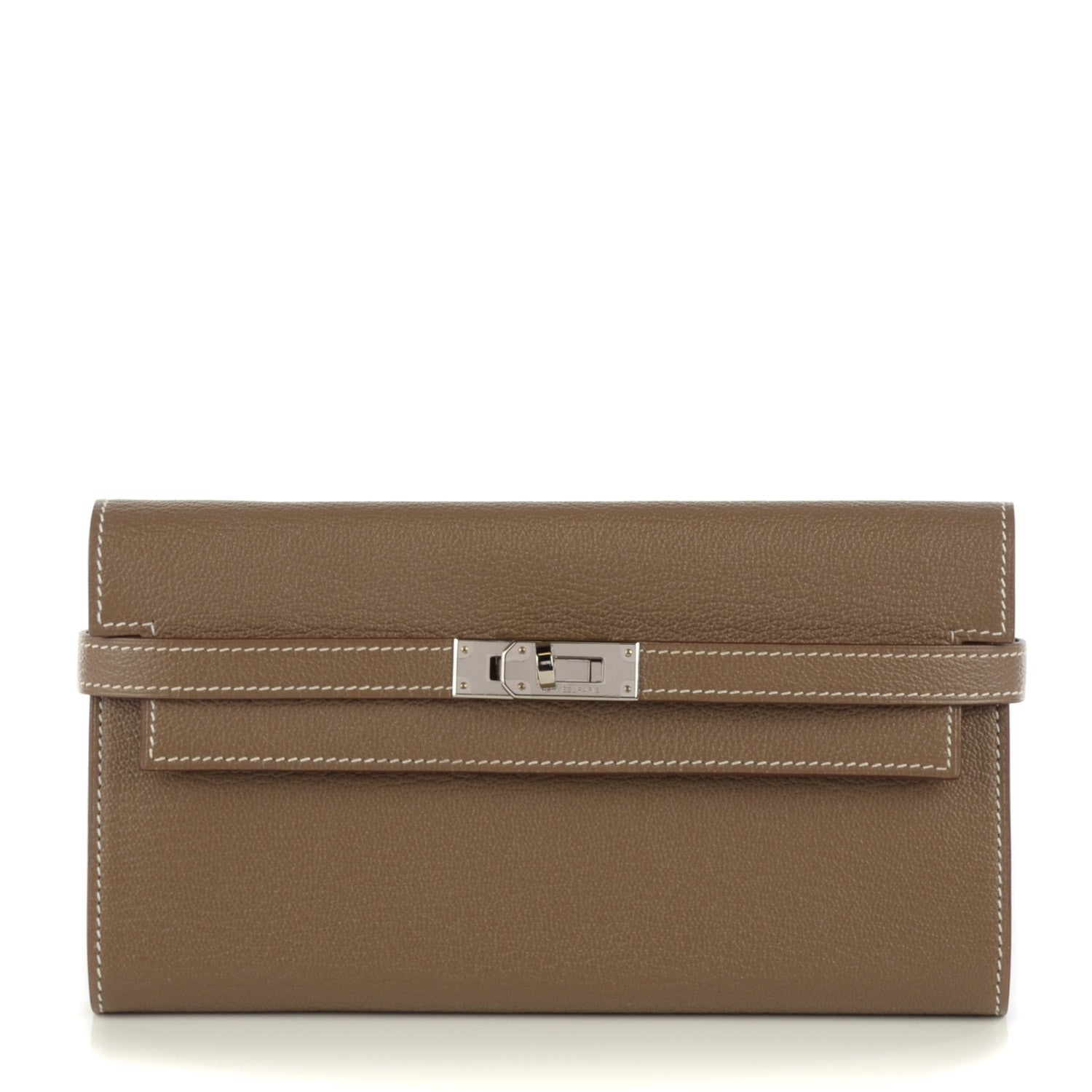 Hermes Chevre Mysore Kelly Longue Wallet Etoupe 1 of 12