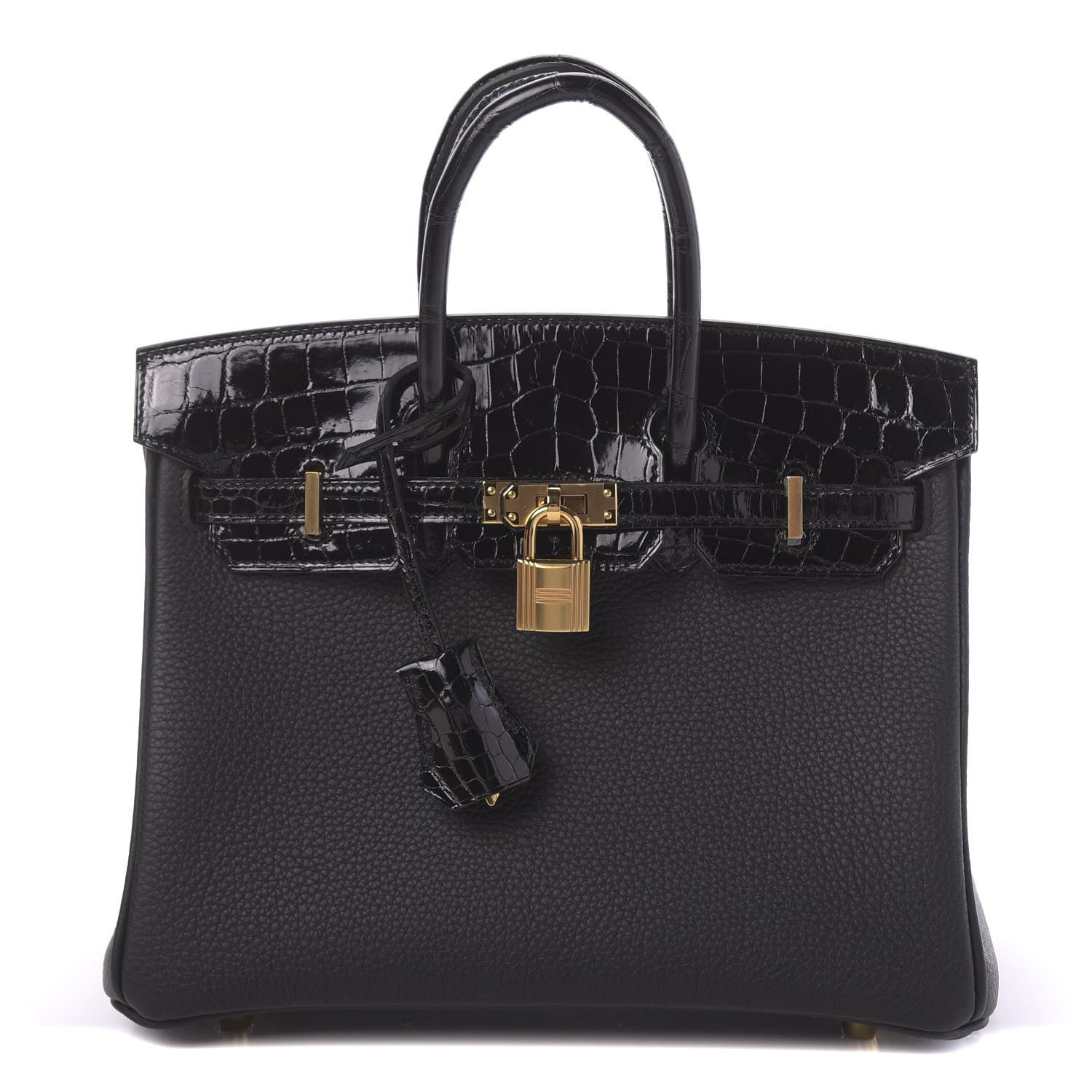 Hermes Togo Shiny Niloticus Crocodile Birkin Touch 25 Black 1 of 38