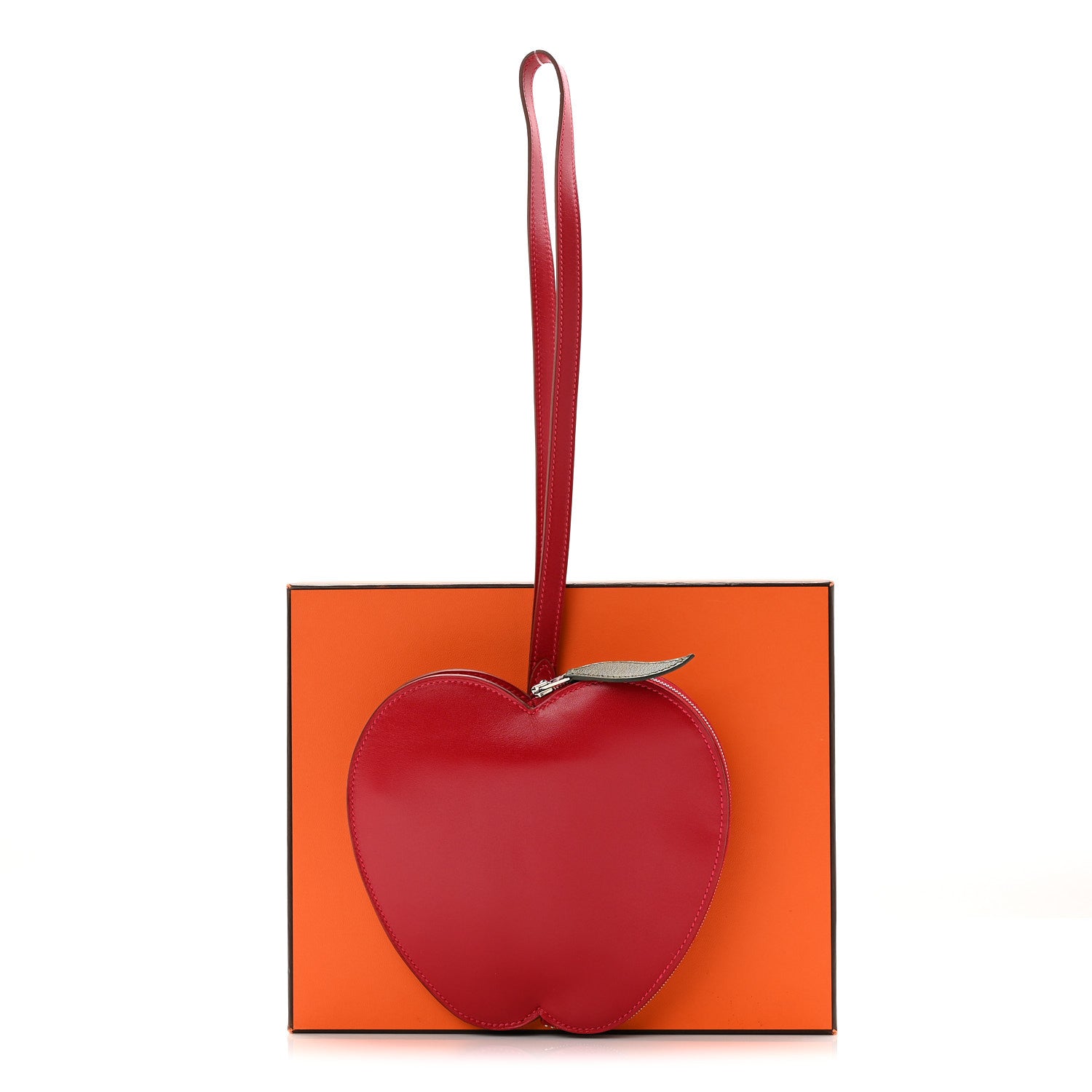 Hermes Tadelakt Chevre Tutti Frutti Pomme Purse Wristlet Rouge Vif