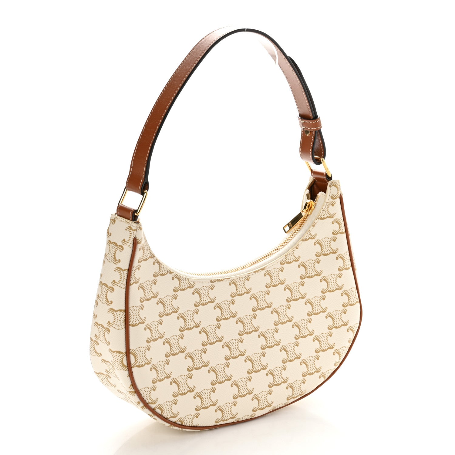 Celine Canvas Calfskin Ava Triomphe Shoulder Bag White 2 of 10