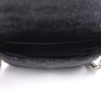 Saint Laurent Metallic Crackled Calfskin Chevron Monogram Micro Crossbody Bag Black 5 of 9