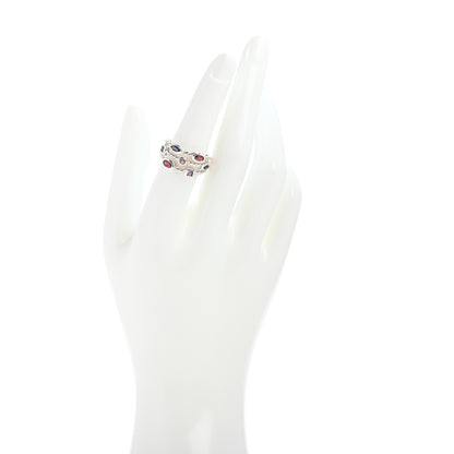 David Yurman Sterling Silver Iolite Garnet Tourmaline Amethyst Confetti 3 Row Ring 54 7 2 of 5