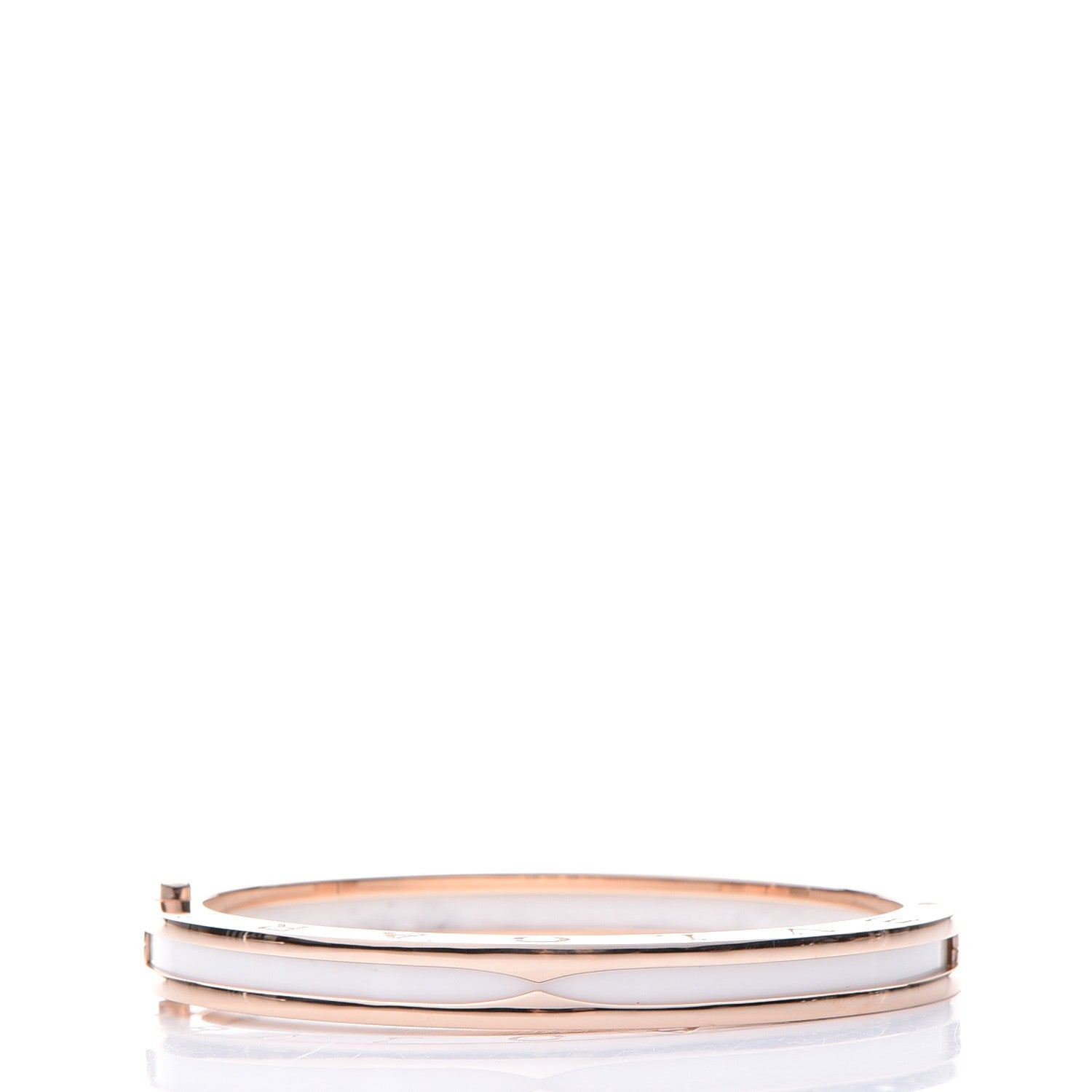 Bulgari 18K Rose Gold White Ceramic B.Zero1 Bangle Bracelet M 3 of 6