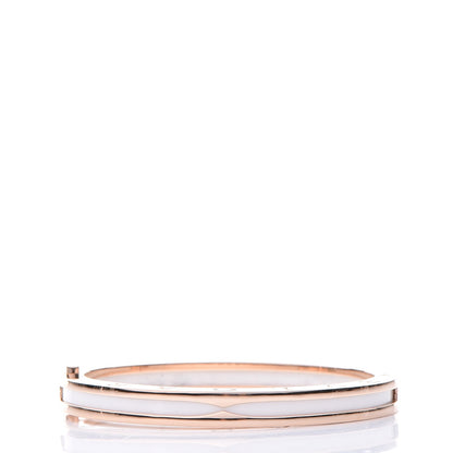 Bulgari 18K Rose Gold White Ceramic B.Zero1 Bangle Bracelet M 3 of 6