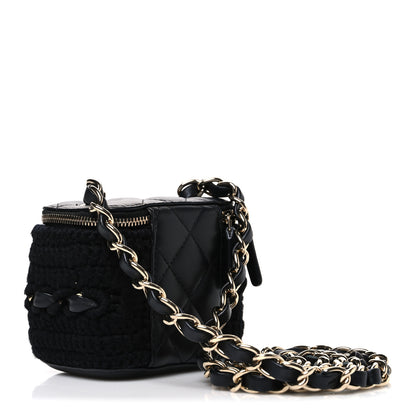 Chanel Lambskin Crochet Quilted Mini Vanity Case With Chain Black 3 of 10