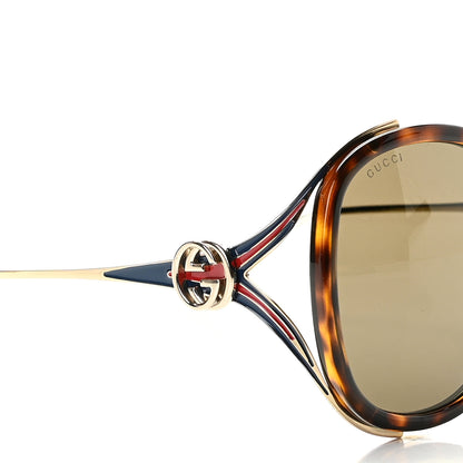 Gucci Acetate Round Frame Injected Sunglasses GG0226S Tortoise 4 of 6