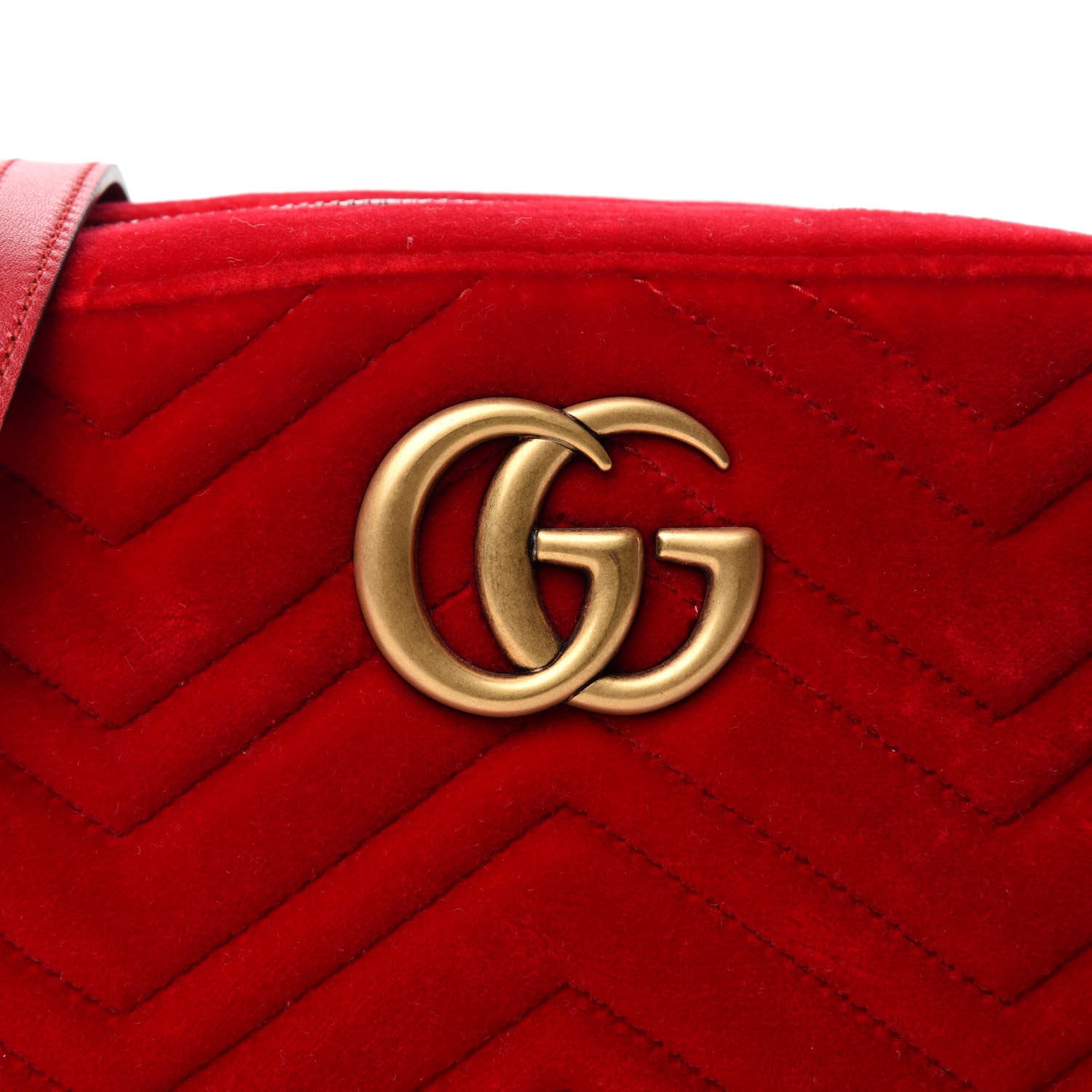 Gucci Velvet Matelasse Small GG Marmont Chain Shoulder Bag Hibiscus Red 11 of 11