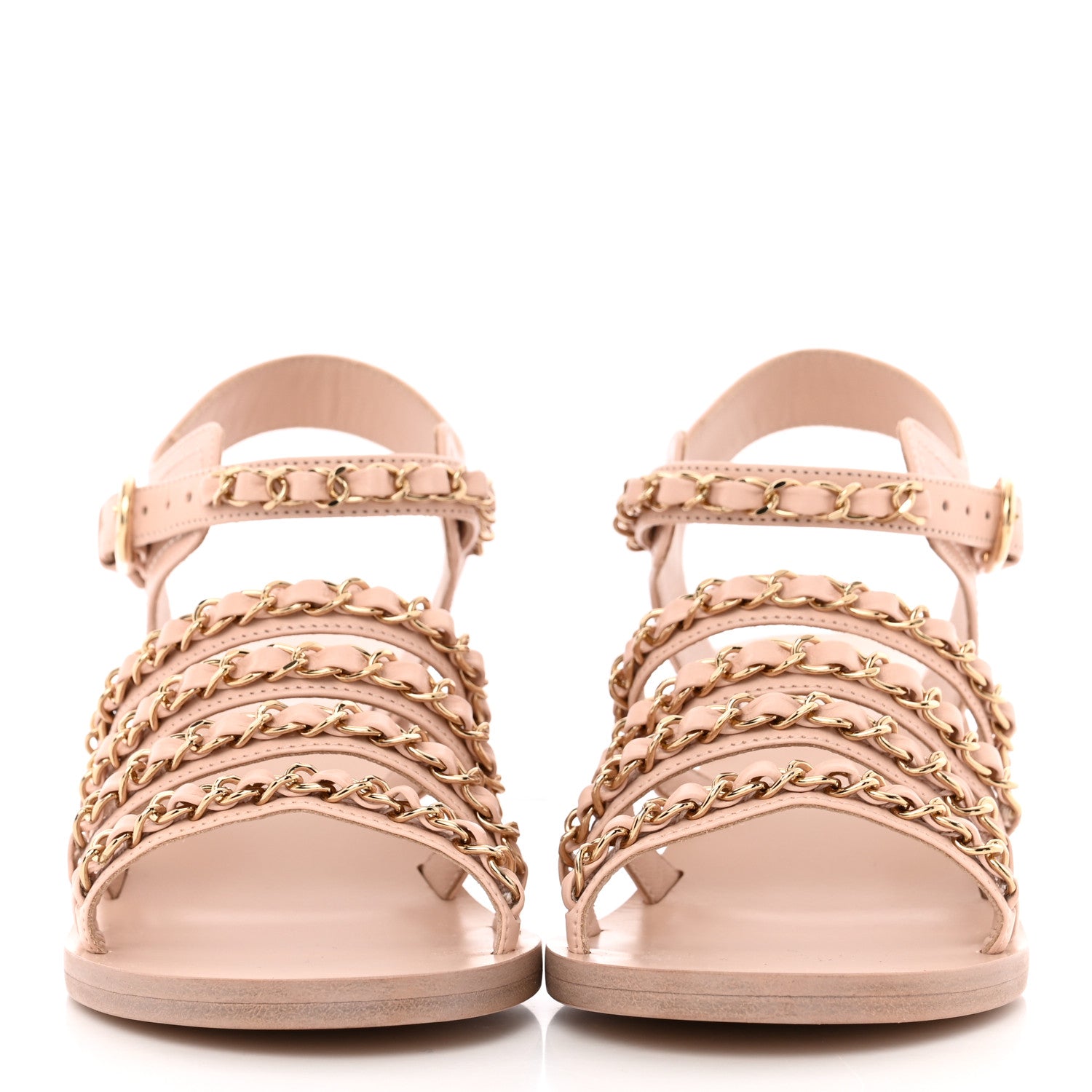 Chanel Calfskin Chain Sandals 35.5 Pink 2 of 15