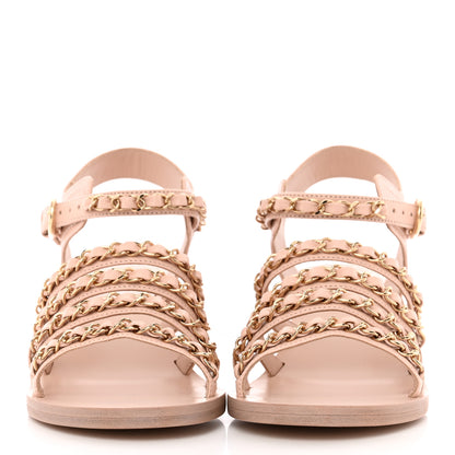 Chanel Calfskin Chain Sandals 35.5 Pink 2 of 15