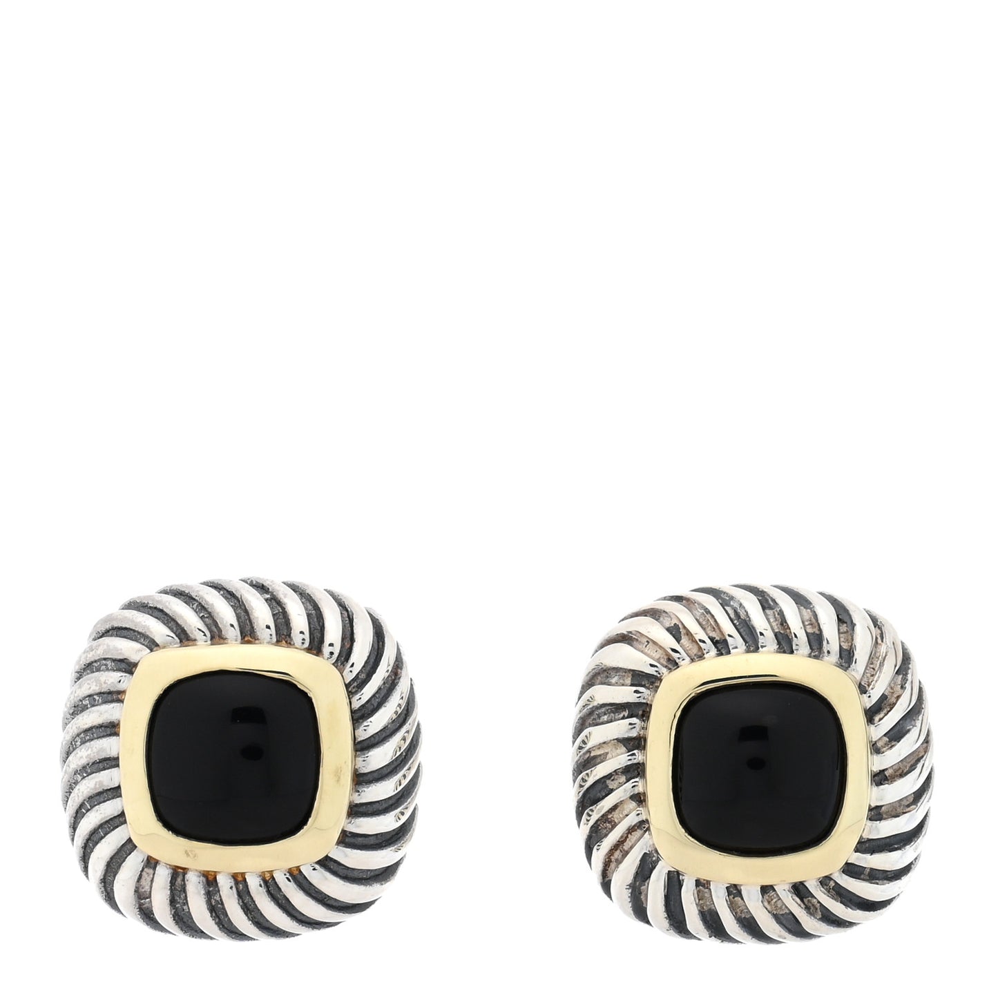 Sterling Silver 14K Yellow Gold Black Onyx 7mm Albion Earrings