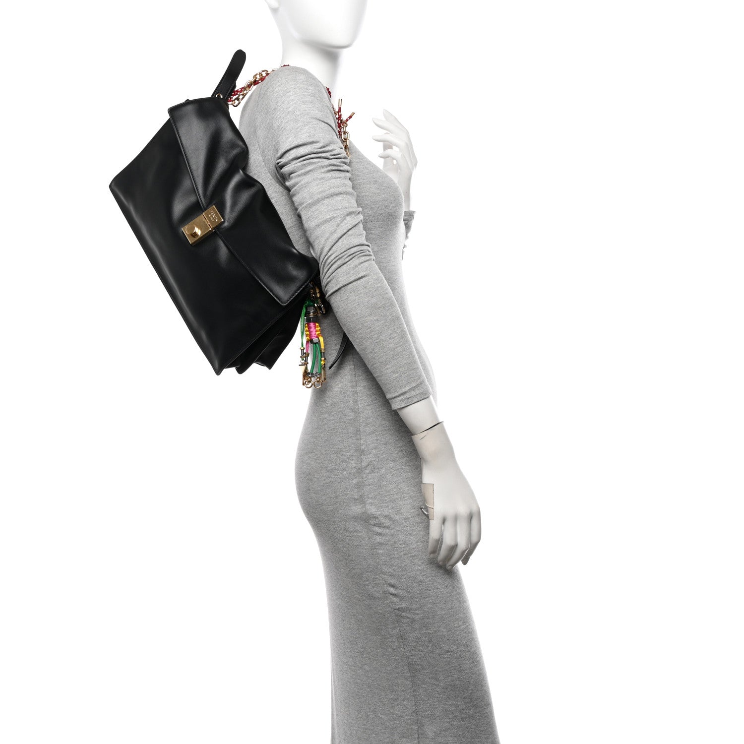 Prada Calfskin Large Soft Sound Shoulder Bag Black 2 of 10
