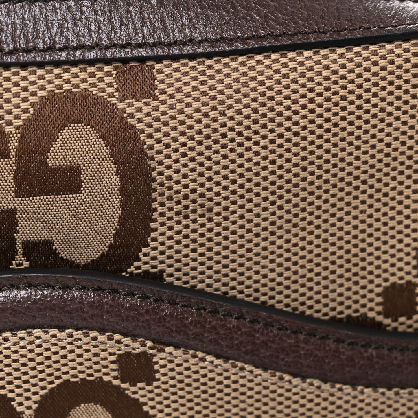 Monogram Jumbo GG Textured Dollar Calfskin Web Messenger Shoulder Bag Camel Ebony New Acero