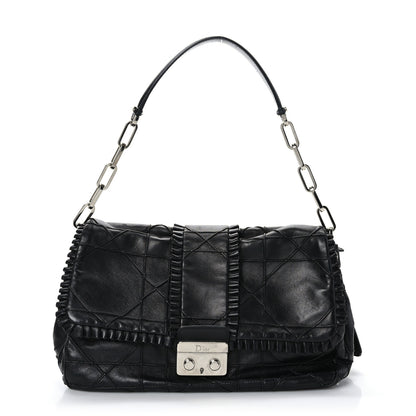 Christian Dior Lambskin Cannage Ruffle New Lock Flap Black 1 of 8