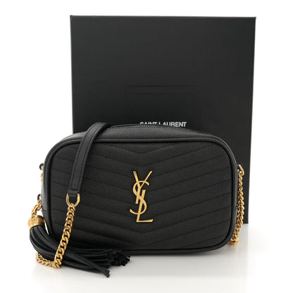 Saint Laurent Grain De Poudre Matelasse Monogram Mini Lou Camera Bag Black 11 of 11