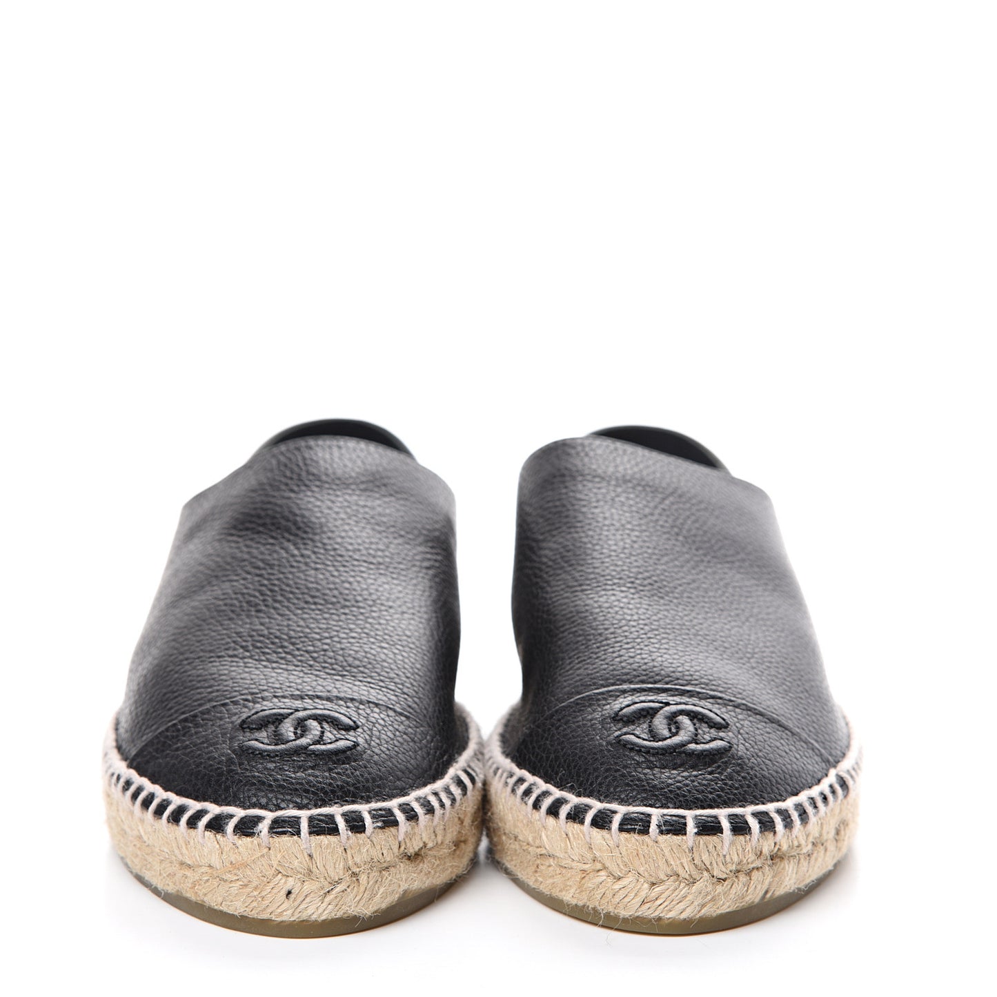 Grained Calfskin CC Espadrilles 41 Black