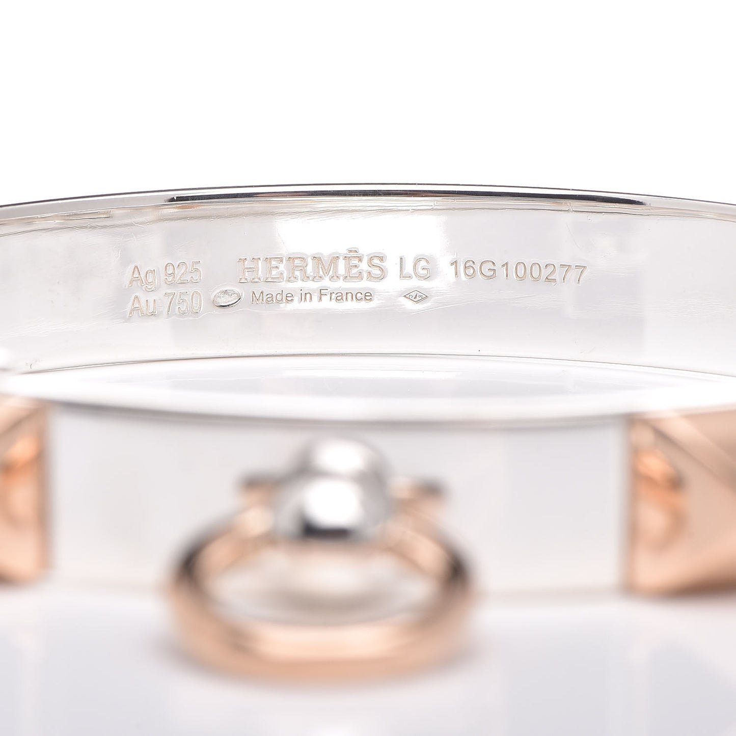Sterling Silver 18K Rose Gold PM Collier De Chien Bracelet LG