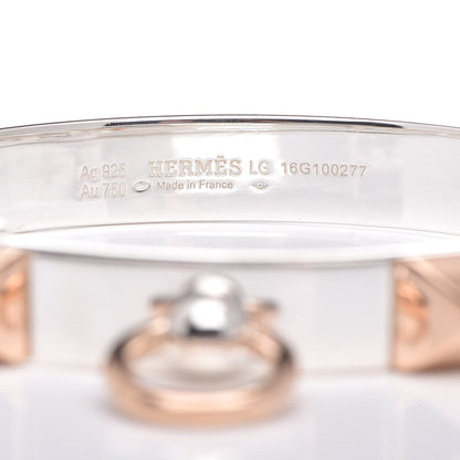 Hermes Sterling Silver 18K Rose Gold PM Collier De Chien Bracelet LG 4 of 5