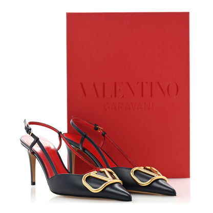 Valentino Garavani Calfskin Vlogo Slingback 80mm Pumps 37 Marine 11 of 11