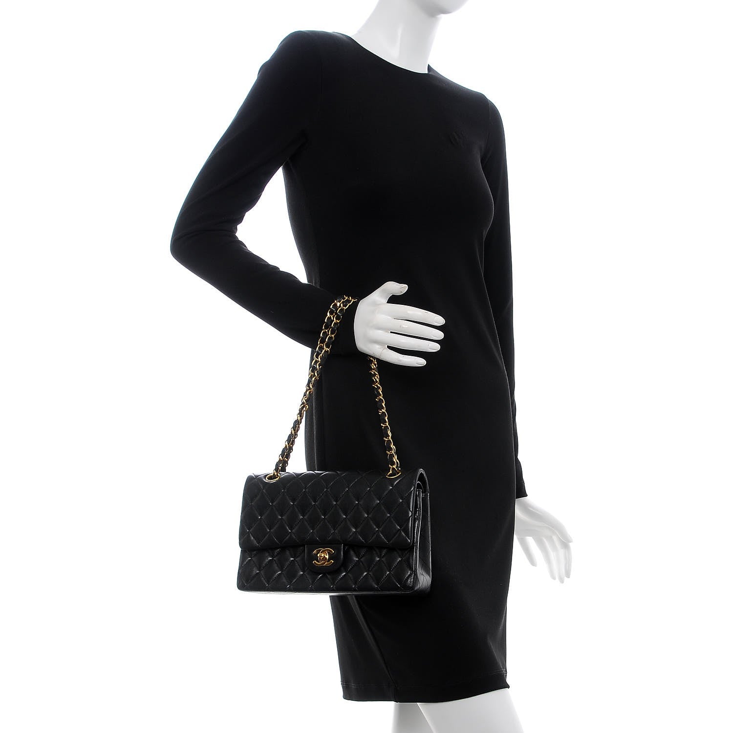 Chanel Lambskin Quilted Medium Double Flap Black 3 of 9