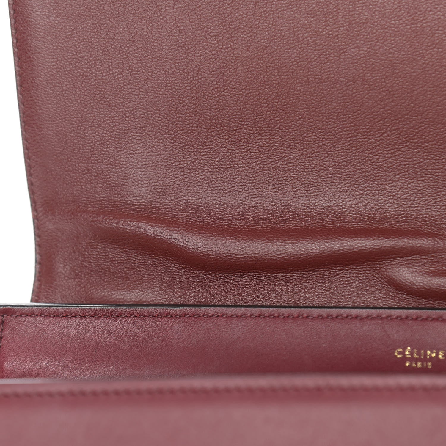 Celine Drummed Calfskin Suede Medium Trapeze Burgundy 12 of 16
