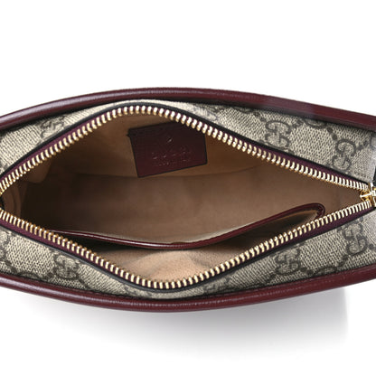 Gucci GG Supreme Monogram Textured Calfskin Retro Interlocking G Travel Pouch Beige Ebony Burgundy 4 of 11