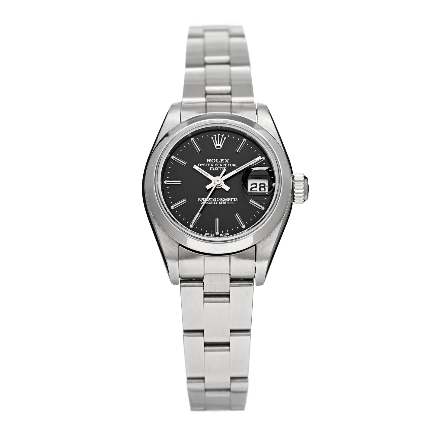 Stainless Steel 26mm Oyster Perpetual Date Watch Black 79160