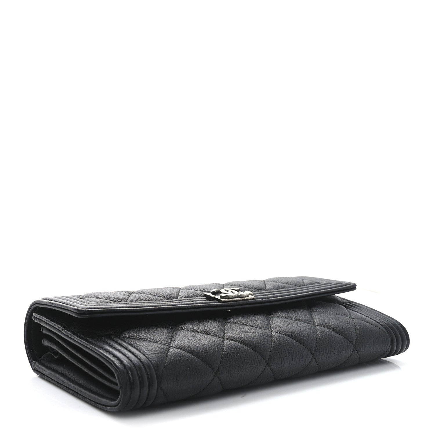 Chanel Caviar Quilted Large Boy Gusset Flap Wallet Black 4 of 10