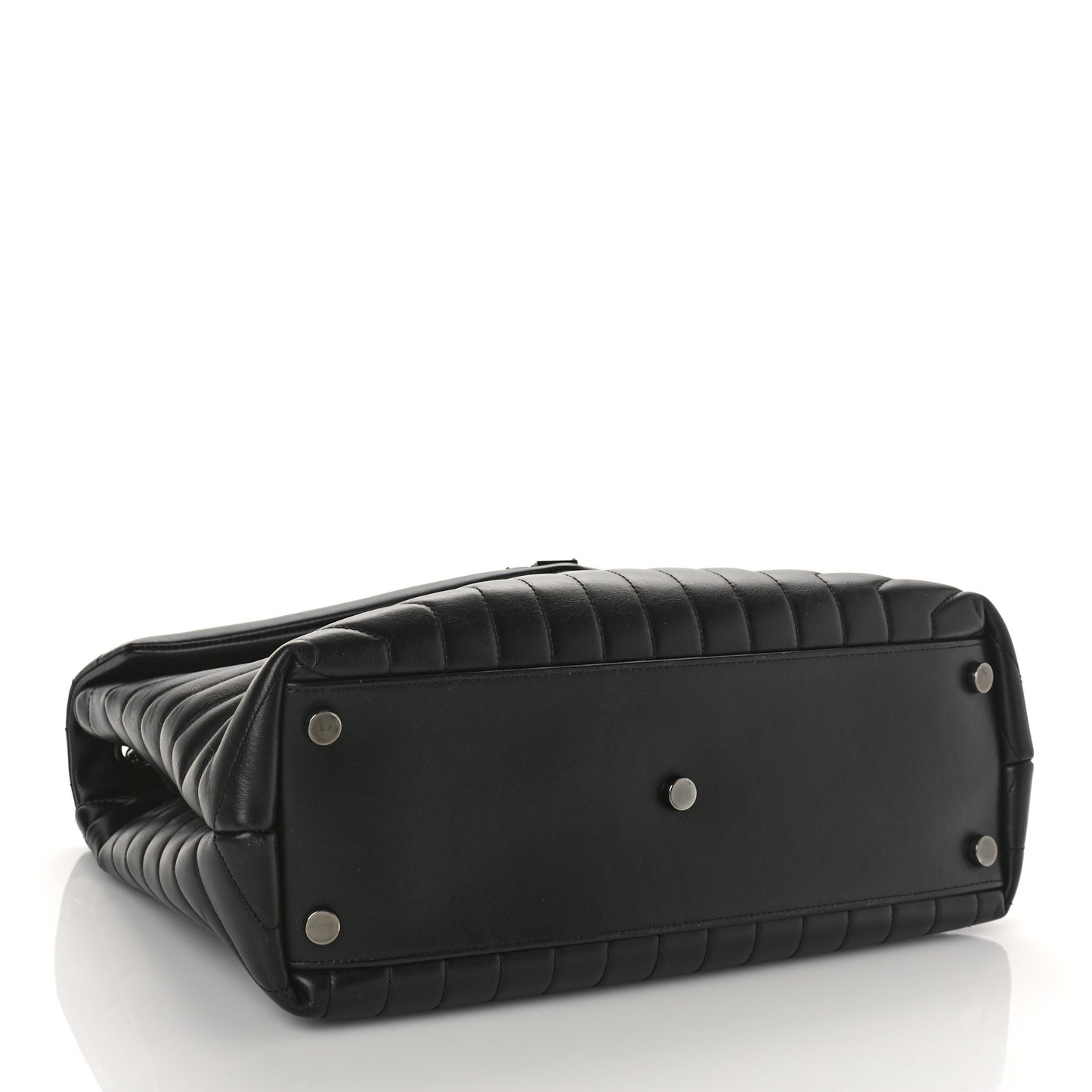 Calfskin Y Quilted Monogram Large Loulou Chain Satchel Black
