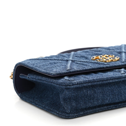 Chanel Denim Quilted Chanel 19 Wallet On Chain WOC Blue 10 of 12