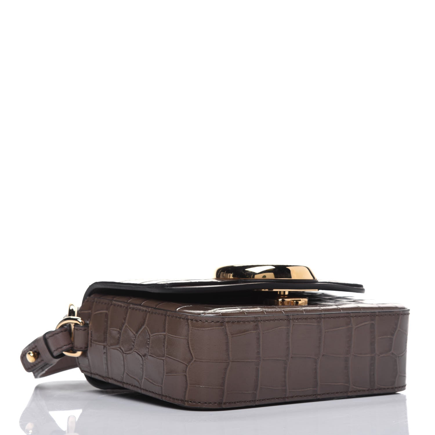 Chloe Calfskin Crocodile Embossed Mini C Double Carry Taupe 5 of 15