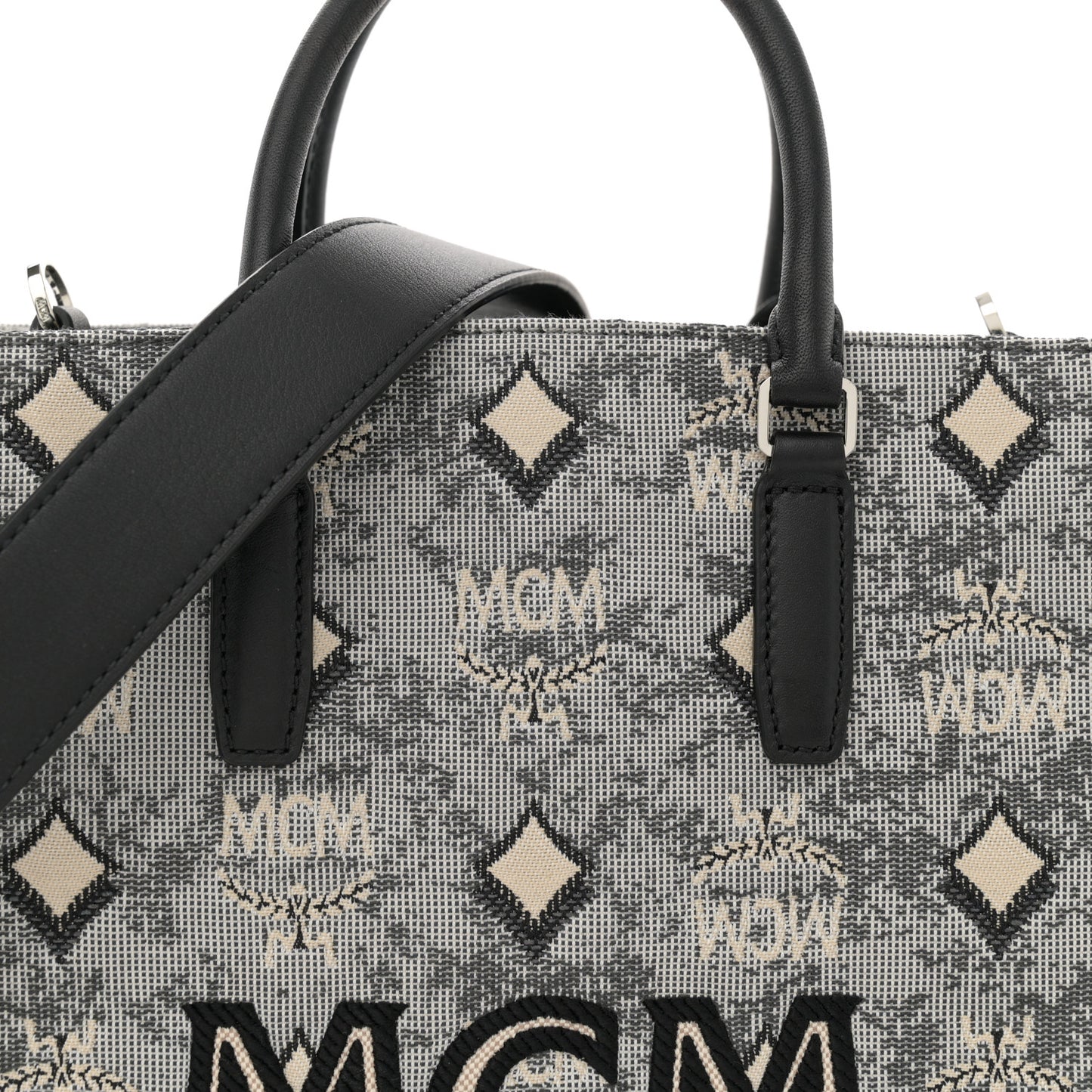 Vintage Jacquard Monogram Small Munchen Tote Grey