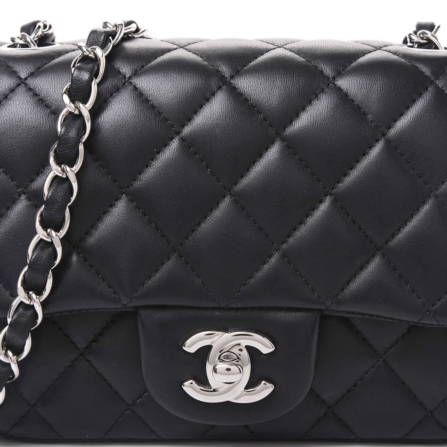 Chanel Lambskin Quilted Mini Square Flap Black 9 of 10