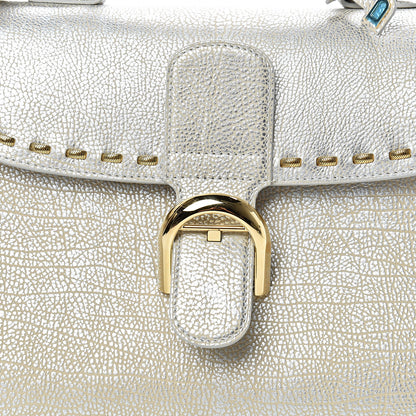 Delvaux Metallic Crispy Calfskin MM Brillant Satchel Antique Silver 7 of 10