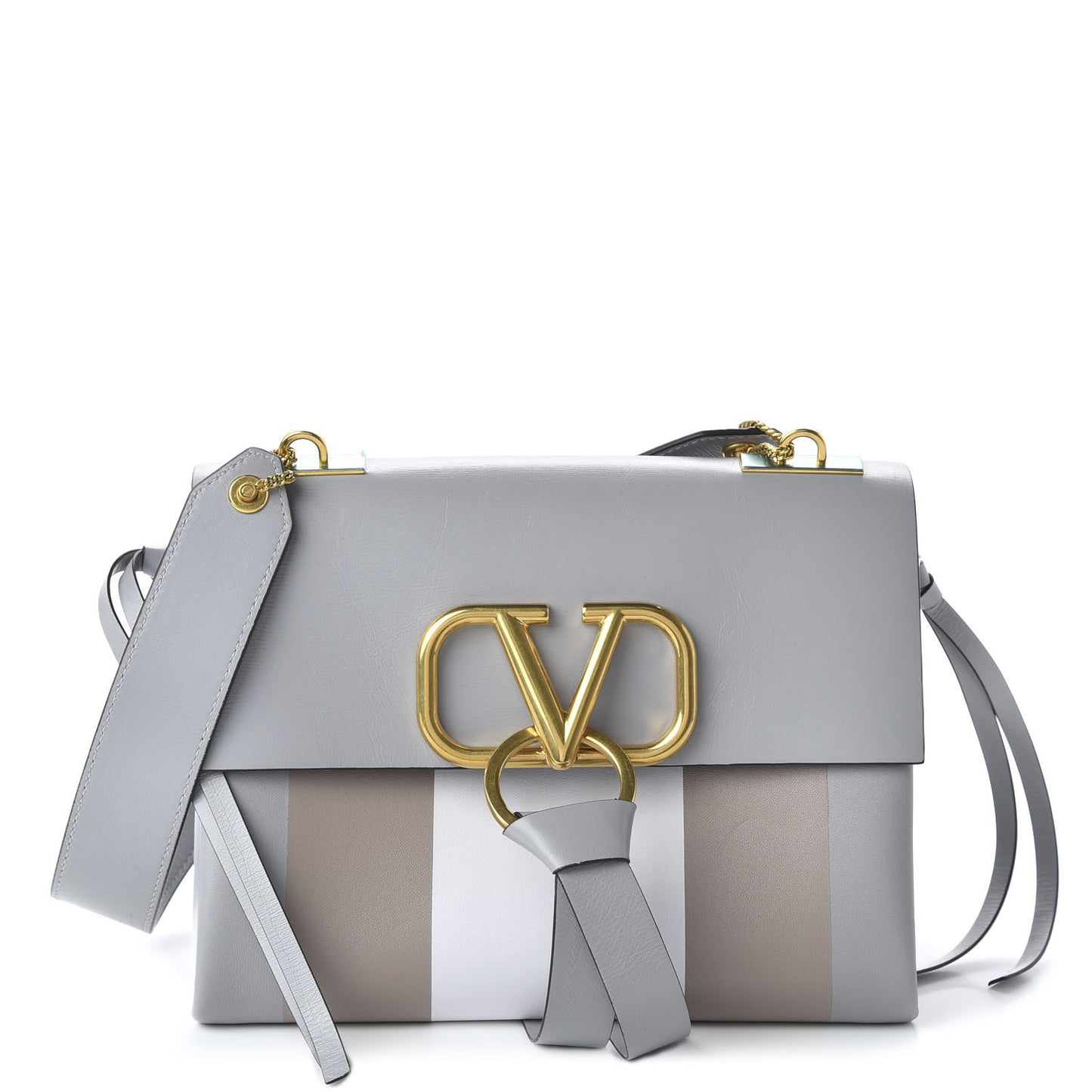 Smooth Calfskin Small Colorblock Vring Shoulder Bag Pastel Grey