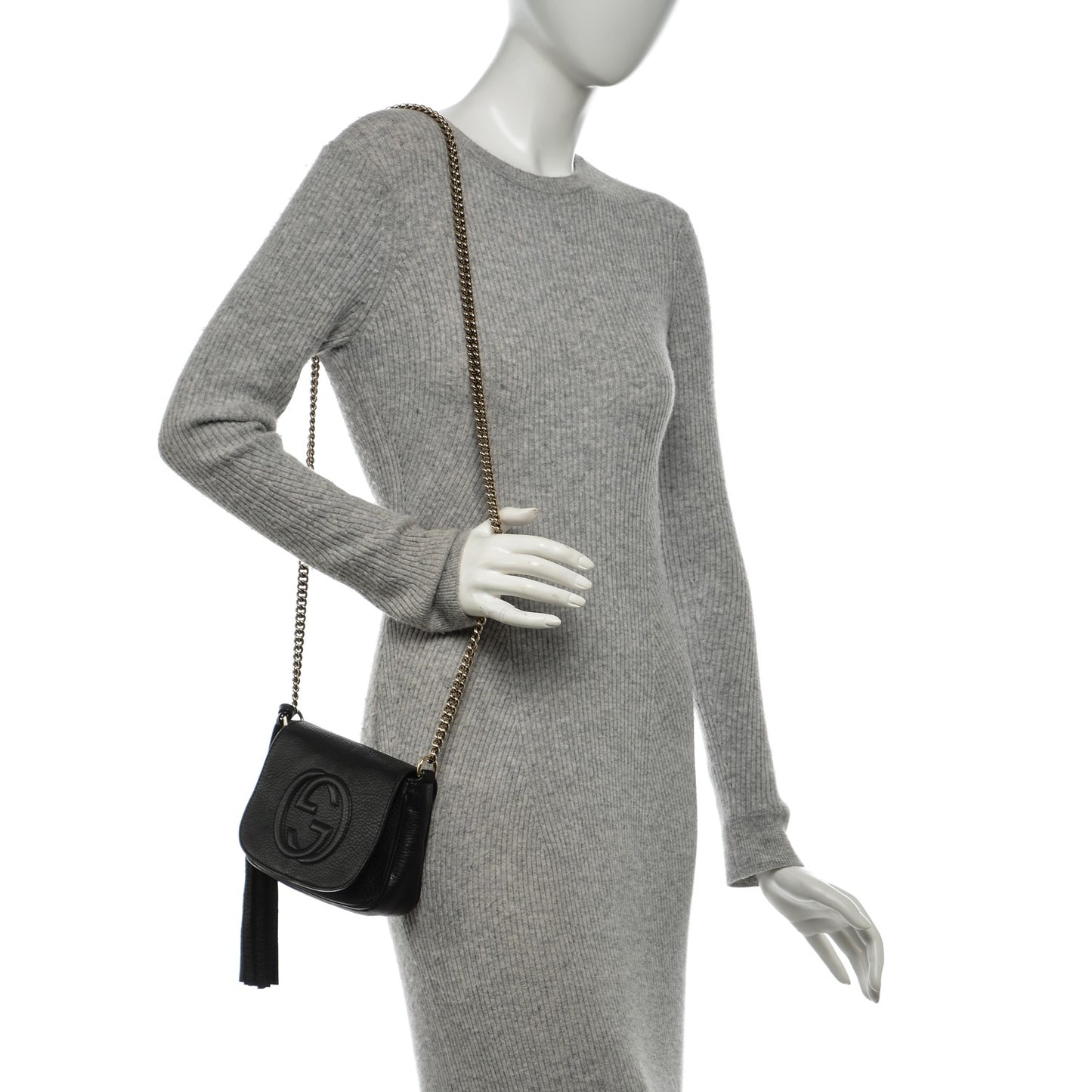 Pebbled Calfskin Small Soho Flap Crossbody Black