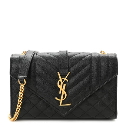 Saint Laurent Grain De Poudre Textured Mixed Matelasse Triquilt Small Monogram Satchel Black 1 of 8