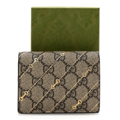 Gucci GG Supreme Monogram Calfskin Horsebit Print Card Case Beige Ebony Light Pink 8 of 8