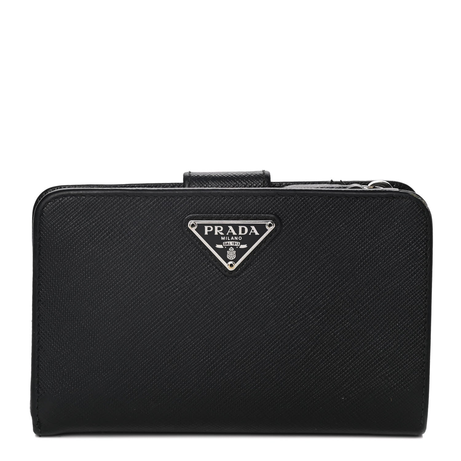 Prada Saffiano Metal Compact Wallet Black 1 of 13