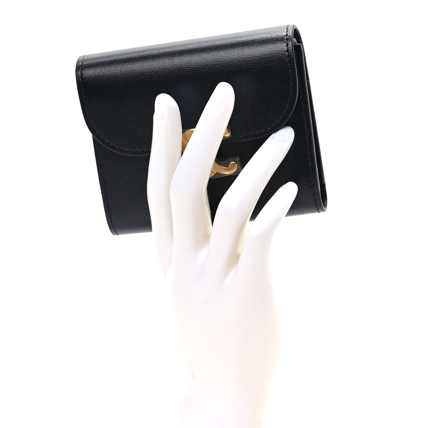 Celine Shiny Smooth Lambskin Small Triomphe Wallet Black 2 of 7