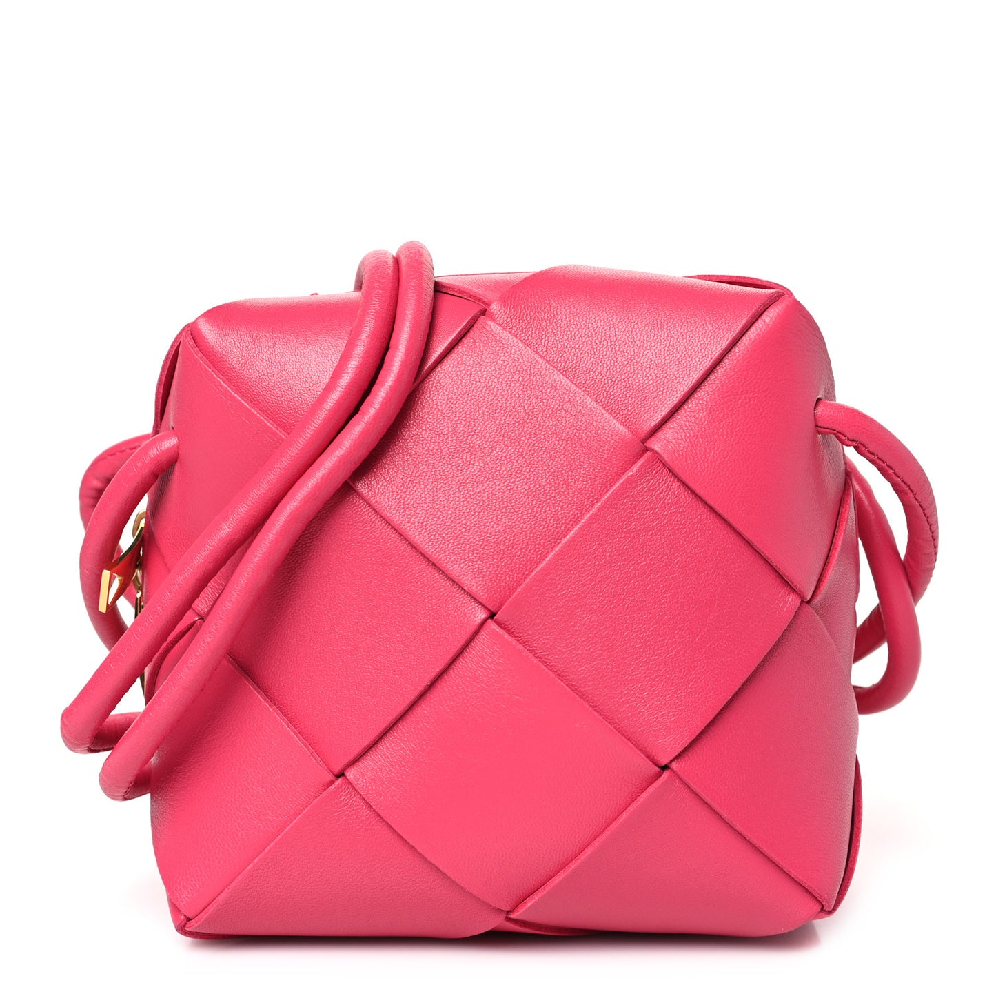 Lambskin Maxi Intrecciato Mini Cassette Camera Bag Cranberry